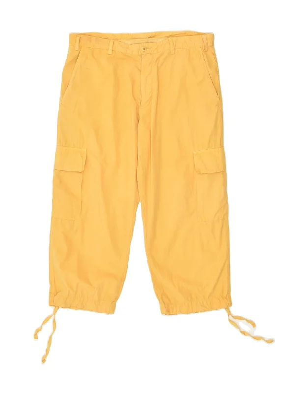 Fashion Layers MABITEX Mens Capri Cargo Trousers IT 50 Large W34 L23 Yellow Cotton