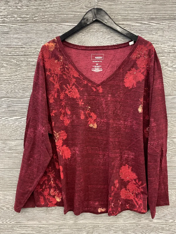 Comfortable Hoodies Top Long Sleeve By Sonoma In Red, Size: 3x