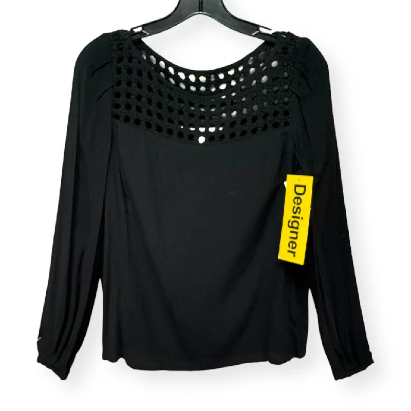 Fashion Shirts Black Top Long Sleeve Designer Diane Von Furstenberg, Size 4