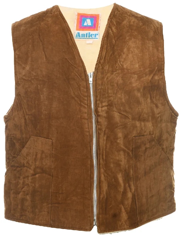 Trendy Shirts Suede Shearling Waistcoat - L