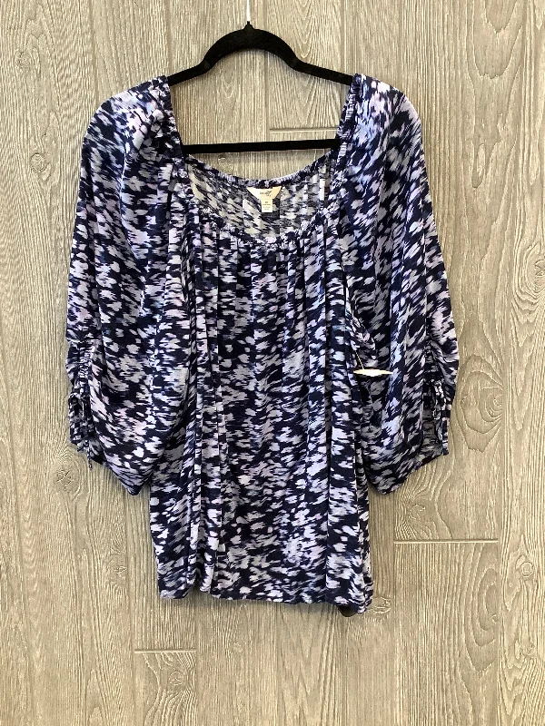 Everyday Jackets Top 3/4 Sleeve By Terra & Sky In Blue & Purple, Size: 1x