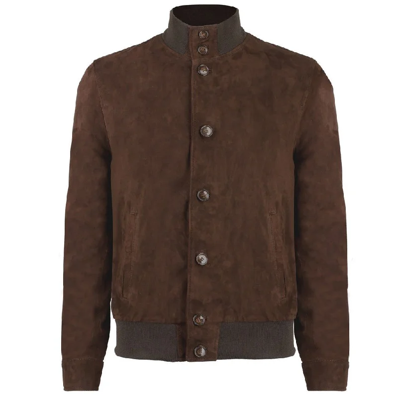 Warm Casuals MCKINNON & CO Suede Leather Bomber Jacket DARK BROWN REG