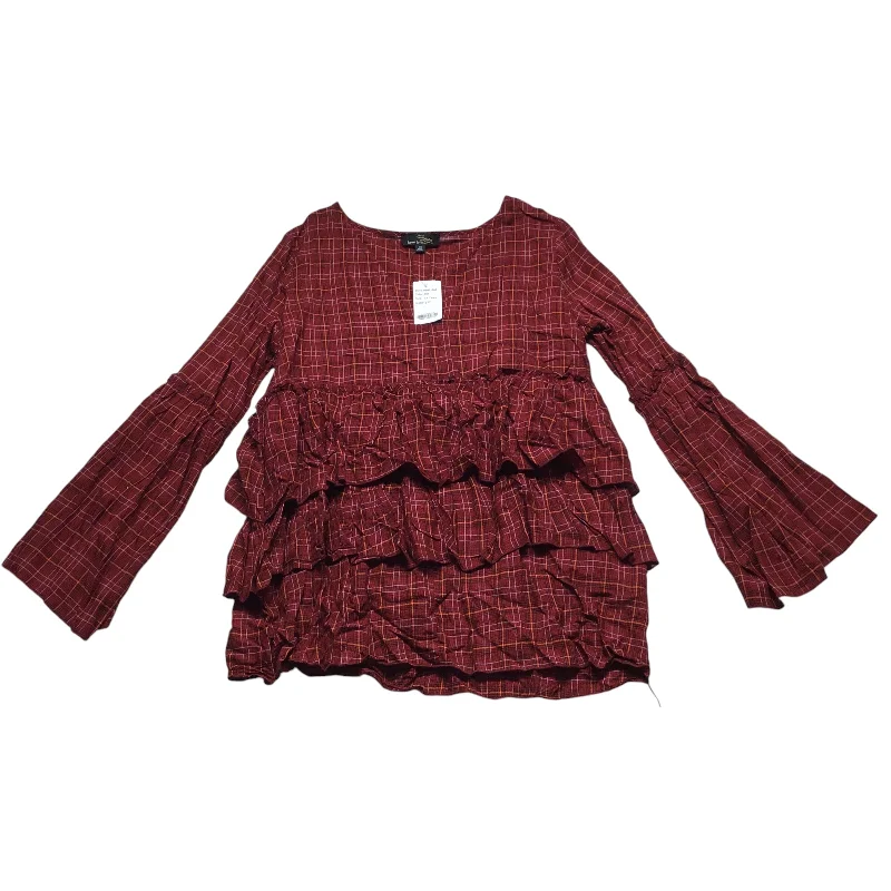 Bold Shirts Top Long Sleeve By Suzanne Betro In Red, Size: 1x