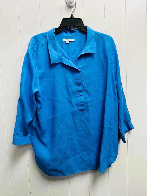 Casual Jackets Top Long Sleeve By Chicos In Blue, Size: Xl