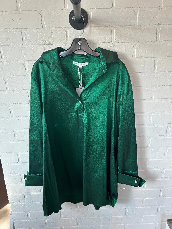 Classic Shorts Top Long Sleeve By Preston And New York In Green, Size: 1x