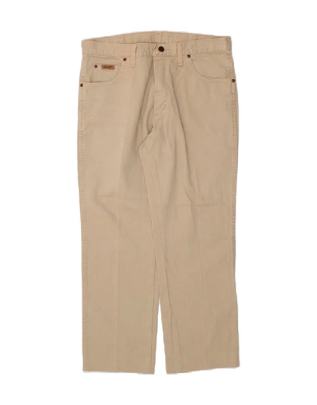 Active Gear WRANGLER Mens Texas Straight Casual Trousers W34 L28 Beige Cotton