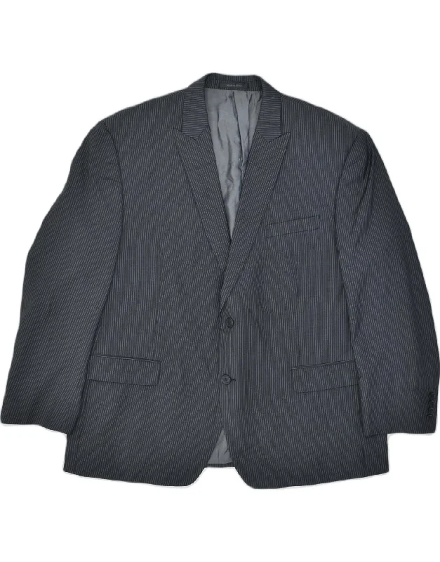 Functional Pants VINTAGE Mens 2 Button Blazer Jacket UK 46 3XL Grey Pinstripe Wool