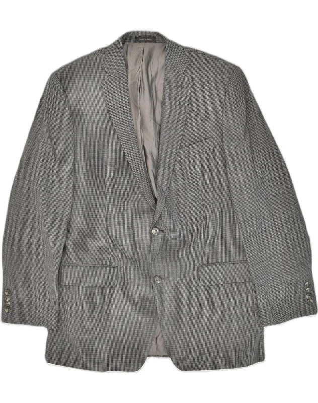 Premium Pants CALVIN KLEIN Mens Long 2 Button Blazer Jacket UK 42 XL Grey Houndstooth