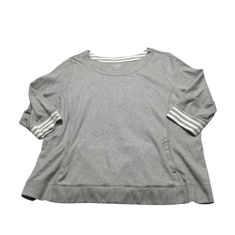 Sleek Outerwear Top 3/4 Sleeve By Kim Rogers In Grey, Size: 2x