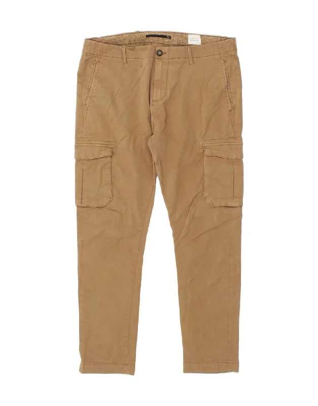 Modern Pants VINTAGE Mens Slim Cargo Trousers IT 52 XL W36 L30  Beige Cotton