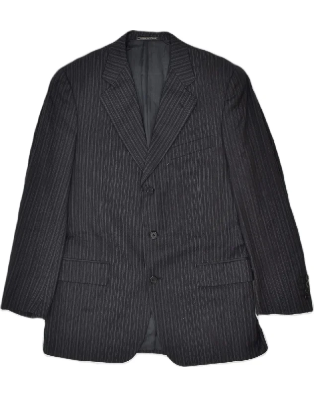 Stylish Hoodies CORNELIANI Mens 3 Button Blazer Jacket IT 48 Medium Black Pinstripe