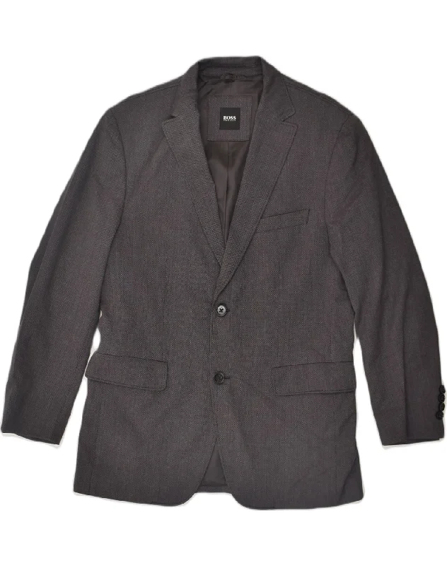 Summer Outfits HUGO BOSS Mens 2 Button Blazer Jacket IT 48 Medium Grey Viscose