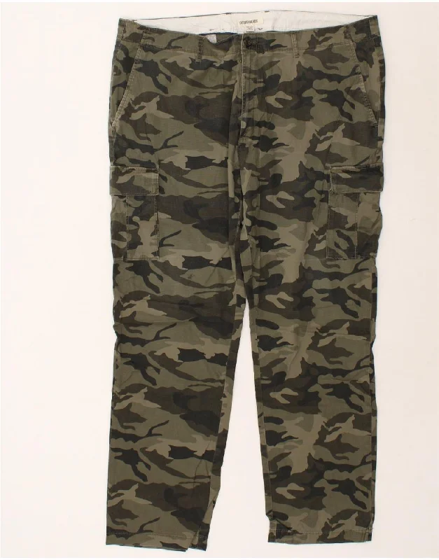 Sporty T-shirts VINTAGE Mens Slim Cargo Trousers W40 L32 Khaki Camouflage Cotton