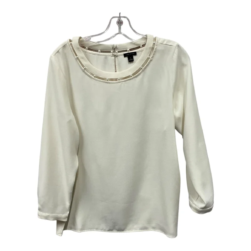 Weekend Wear Top Ls By Ann Taylor In Ivory, Size:M