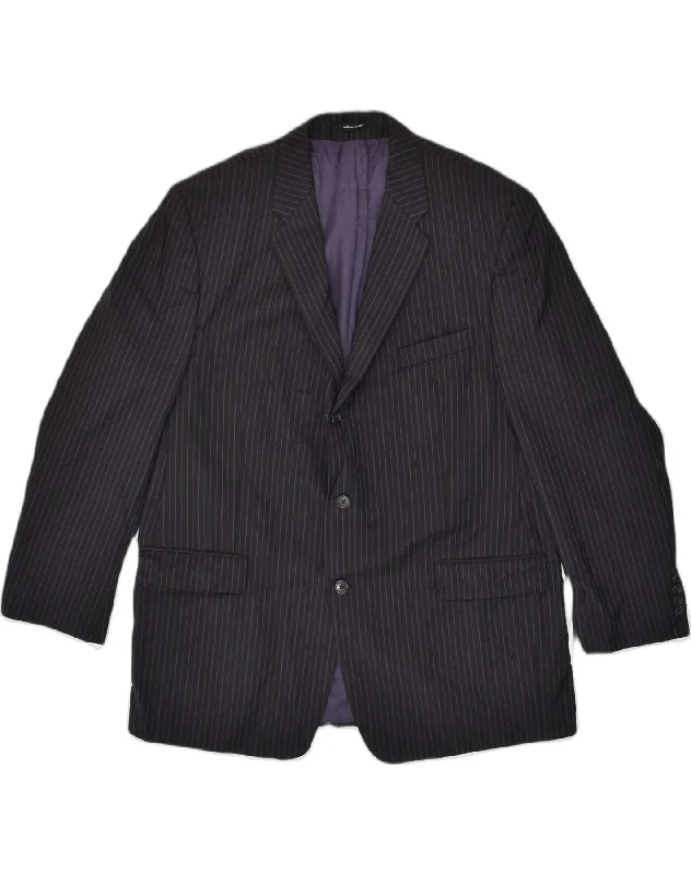 Sporty Hoodies CALVIN KLEIN Mens 3 Button Blazer Jacket UK 46 3XL Black Striped Wool