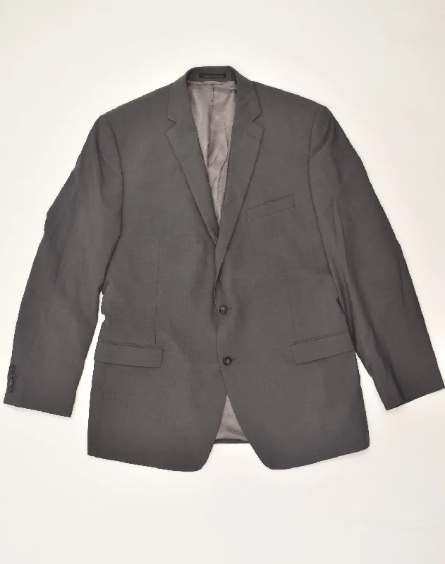 Street Styles CALVIN KLEIN Mens Slim Fit 2 Button Blazer Jacket UK 44 2XL Grey Wool