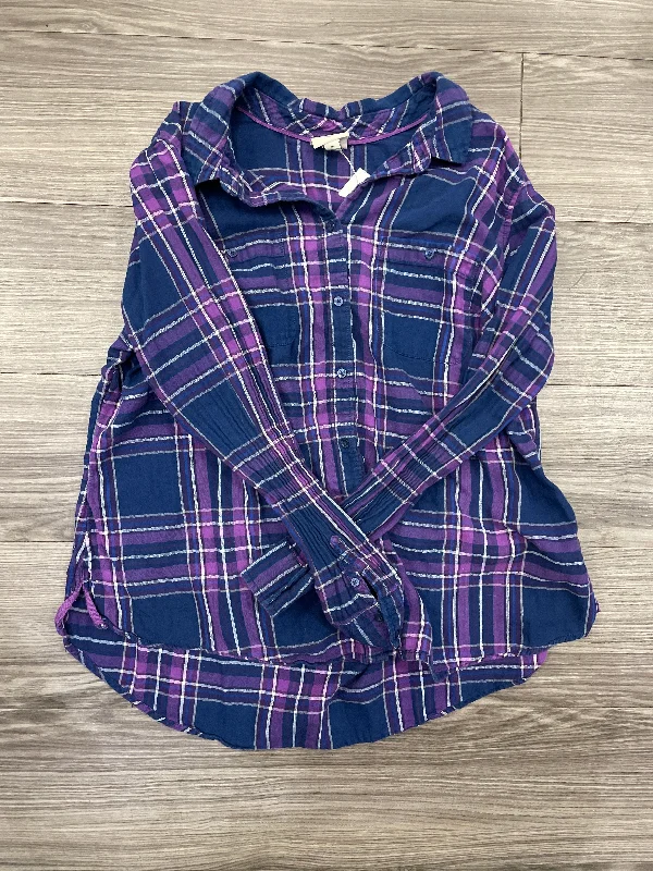 Warm Outerwear Top Long Sleeve By St Johns Bay In Plaid Pattern, Size: Xl