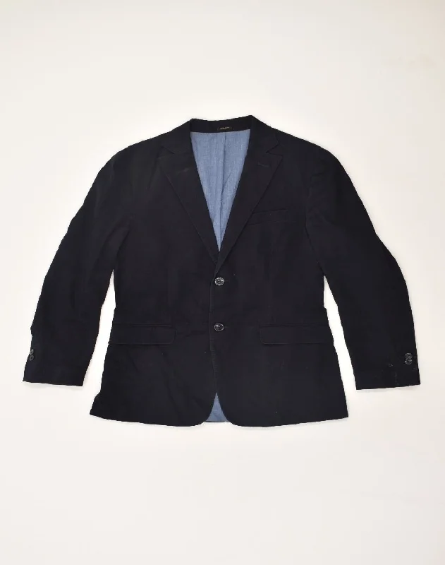 Fashion Layers MASSIMO DUTTI Mens 2 Button Blazer Jacket IT 46 Small Navy Blue Cotton