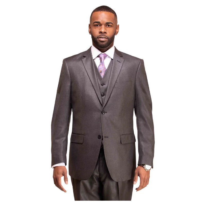 Comfortable Sweaters 3pc Charcoal Sharkskin Suit