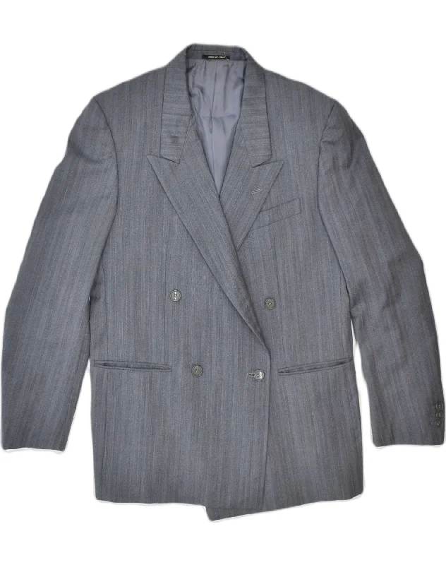 Relaxed Footwear VINTAGE Mens Double Breasted Blazer Jacket UK 40 Large Grey