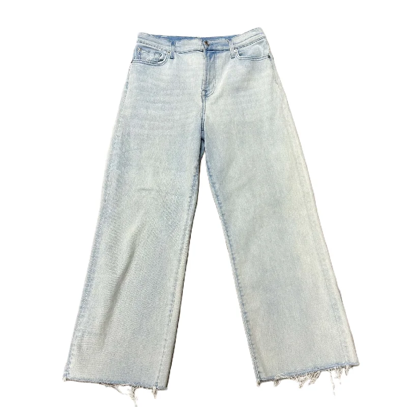 Trendy Pants Jeans Cropped By 7 For All Mankind In Blue Denim, Size: 10