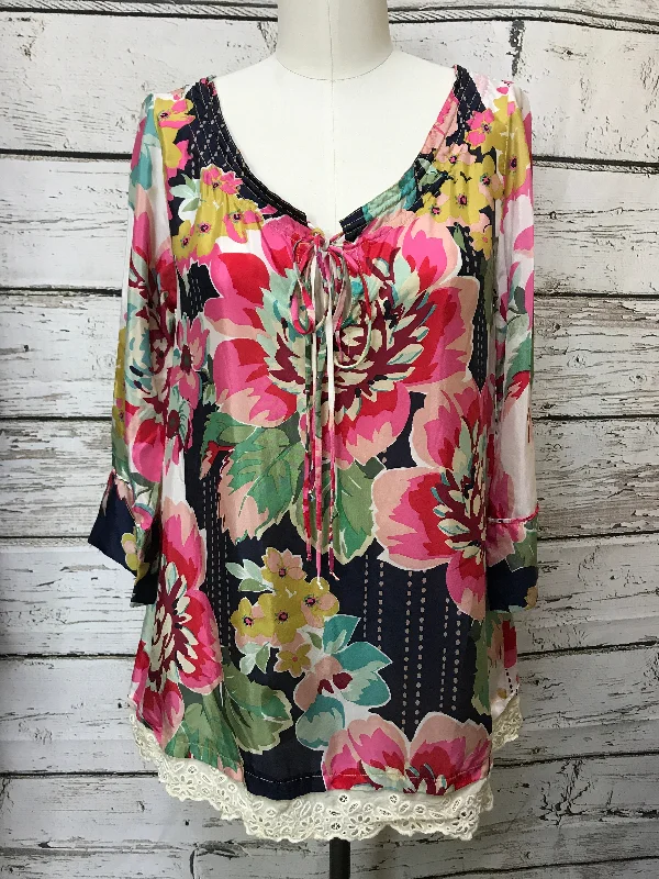 Classic Shorts Floral Print Top Long Sleeve Luxury Designer Johnny Was, Size Xs