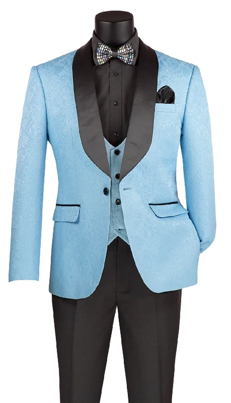 Sleek Outerwear Vinci Tuxedo TVSJ-1-Light Blue