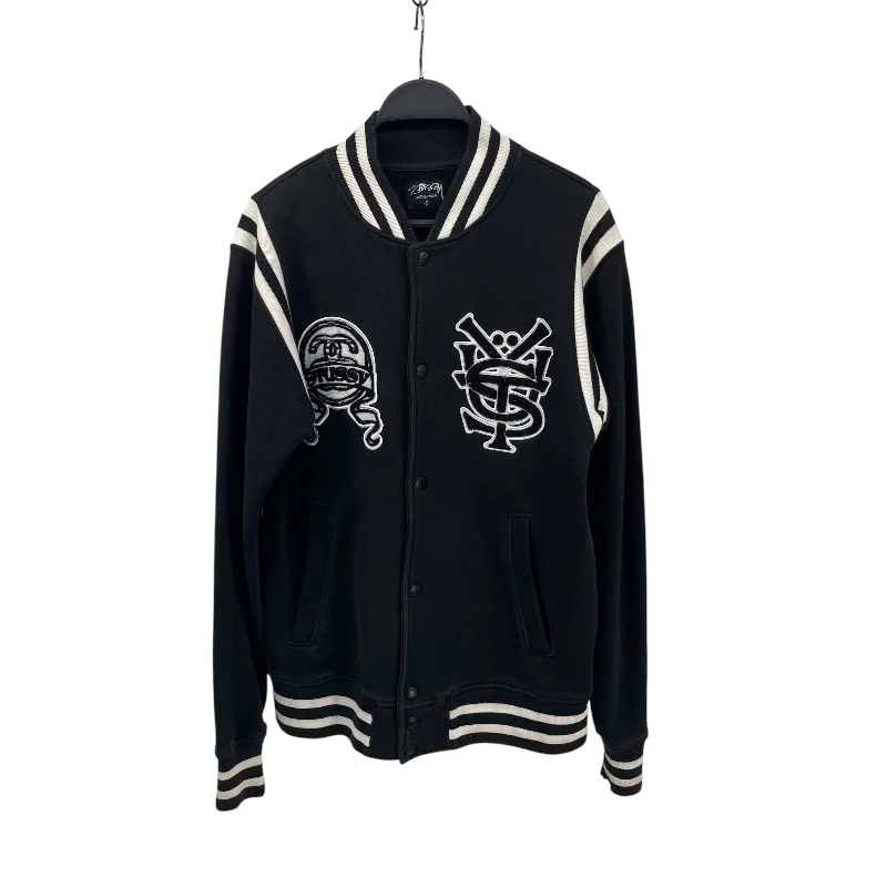 Sporty Accessories STUSSY/Souvenir Jkt/S/Cotton/BLK/varsity jacket 2 front patches