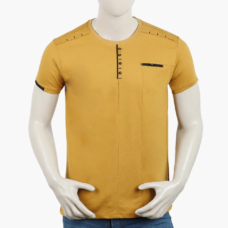 Simple Jackets Men's Half Sleeves Fancy T-Shirt - Mustard