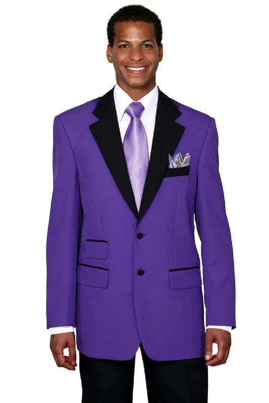 Classic Shirts Mens 2 Button Classic Fit Contrast Collar Tuxedo in Purple