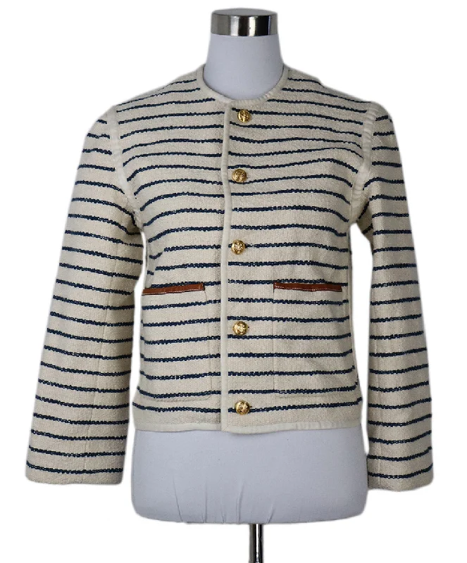 Sporty T-shirts Celine Ivory & Navy Striped Blazer sz 6