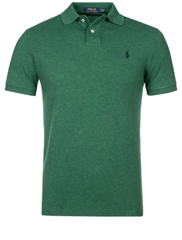 Sleek Outerwear Mesh Polo Shirt Green