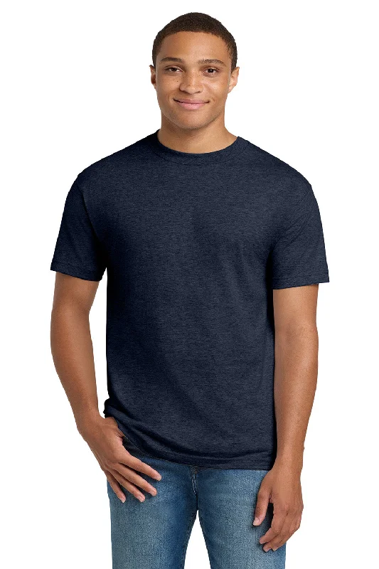 Sporty Looks Hanes Mens Beefy-T Short Sleeve Crewneck T-Shirt - Heather Navy Blue