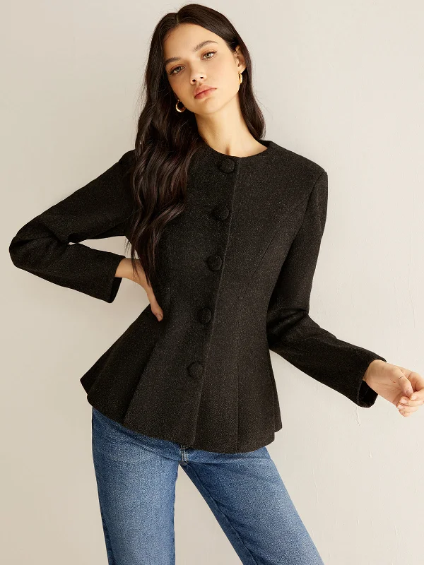 Simple Shirts Pleated Button Slim Blazer Without Belt