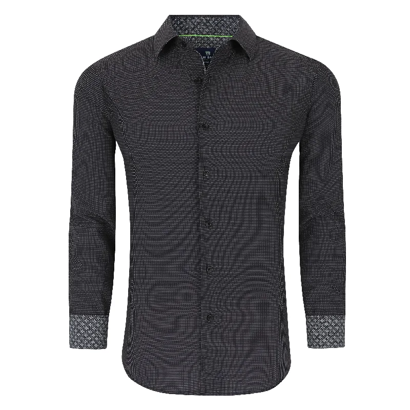 Comfy Shirts Tom Baine Slim Fit Performance Long Sleeve Geometric Button Down