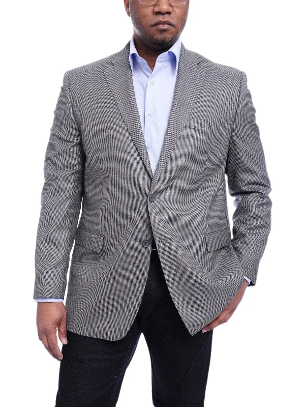 Classic Pants I Uomo Classic Fit Gray Houndstooth Two Button Silk Blend Blazer Sportcoat