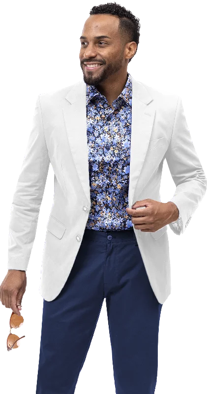 Fashionable Hoodies Men Solid Blazer CHJ01  - White