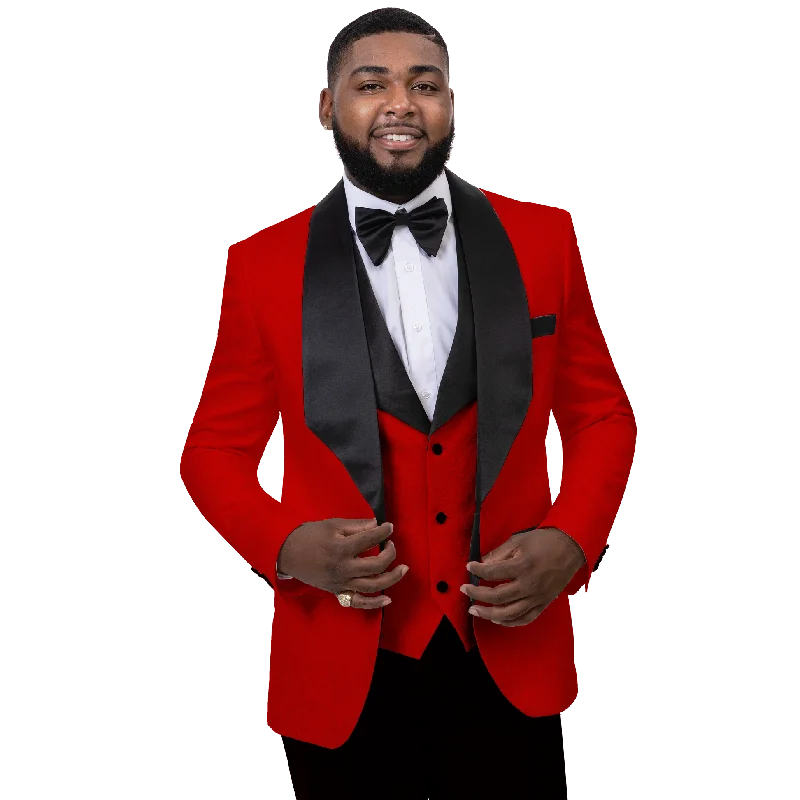 Warm Outerwear Men Tuxedo-J64 RED