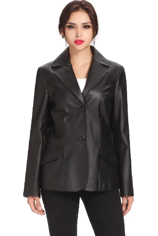 Classic Outerwear BGSD Women Angie 2-Button Lambskin Leather Blazer