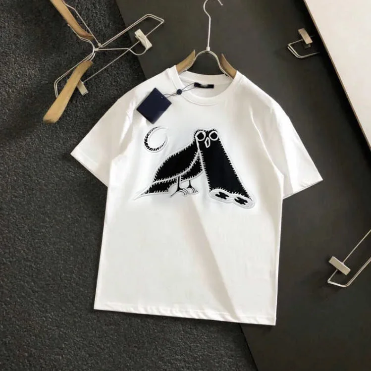 Modern Footwear LV - Men 'White' Owl Embroidered Oversized T-Shirt LV813