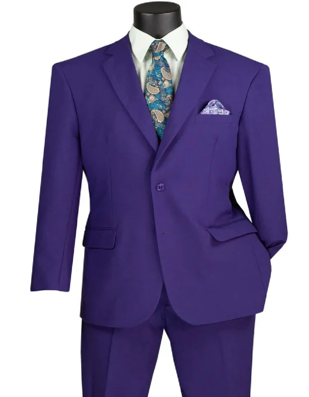 Relaxed Footwear Purple Suit For Men - Mens 2 Button Classic Poplin Purple Suit