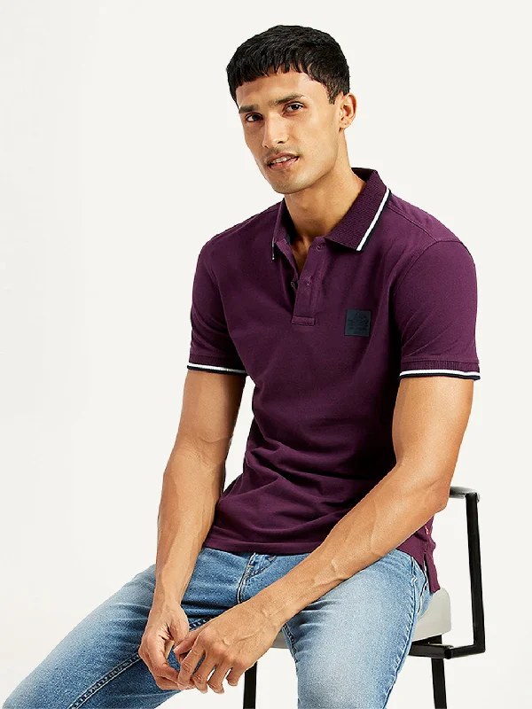 Street Style Pants Men's Solid Slim Fit Polo T-shirt