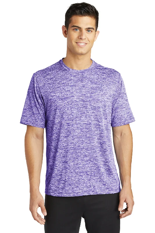 Fashion Sweaters Sport-Tek Mens Electric Heather Moisture Wicking Short Sleeve Crewneck T-Shirt - Purple Electric