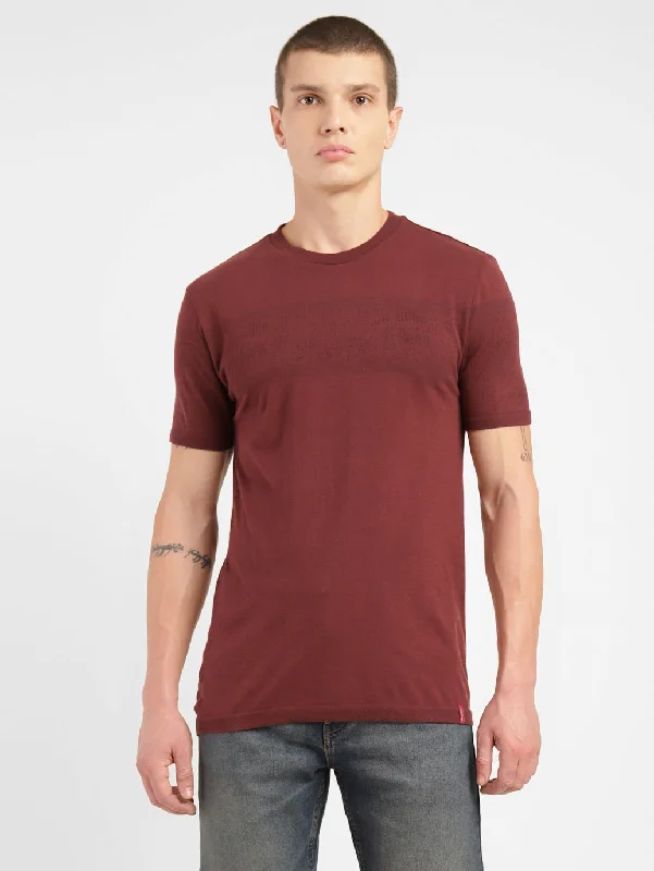 Fashionable Hoodies Men's Solid Crew Neck T-shirt Maroon