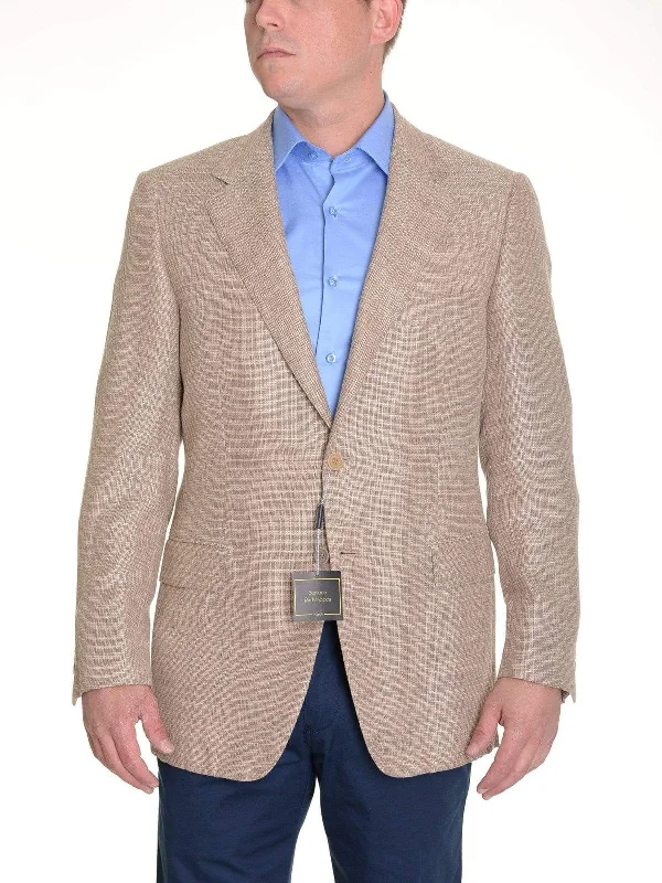 Comfortable Hoodies Sartoria Partenopea 40R 50 Brown Tan Wool Linen Silk Men's Blazer Sportcoat