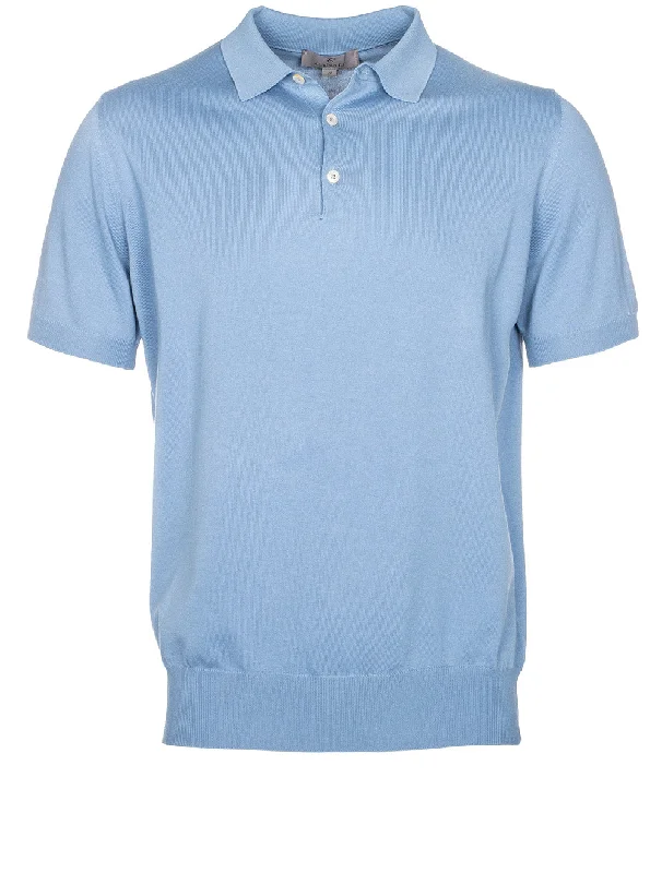 Cozy Outerwear Knitted Polo Shirt Blue