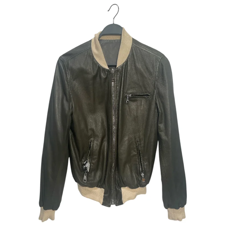 Comfort Tops DOLCE&GABBANA/Leather Jkt/48/Leather/GRY/reverse green interior