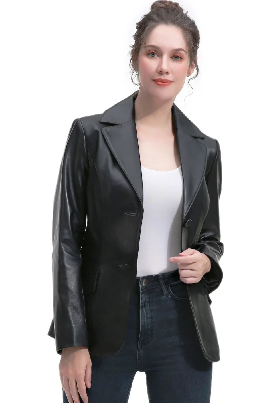 Cozy Hoodies BGSD Women Ruth Lambskin Leather Blazer Jacket