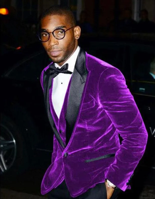 Bold Shirts Purple Prom Suit - Purple Prom Outfit - Purple Prom Velvet  Tuxedo