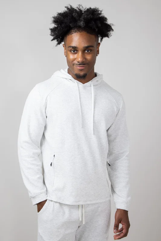 Warm Layers 1897 Active Diamond Weave Hoodie for Men in Oatmeal | MJ895-OATMEAL